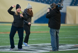 Doing my best touchdown dance at the University of Manitoba Bison Football game!